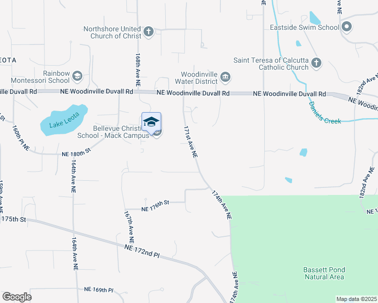 map of restaurants, bars, coffee shops, grocery stores, and more near 18022 171st Avenue Northeast in Woodinville