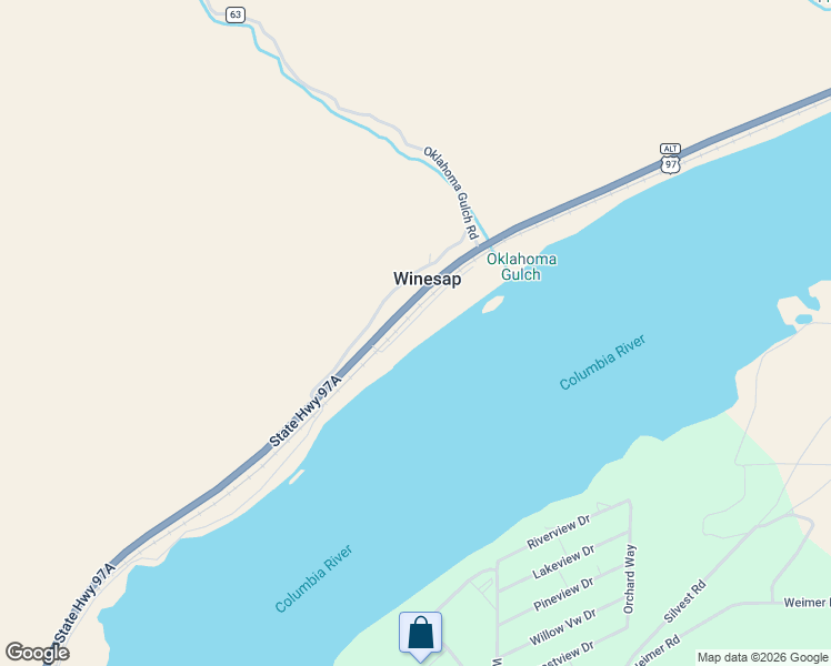 map of restaurants, bars, coffee shops, grocery stores, and more near 19107 US Highway 97a in Chelan