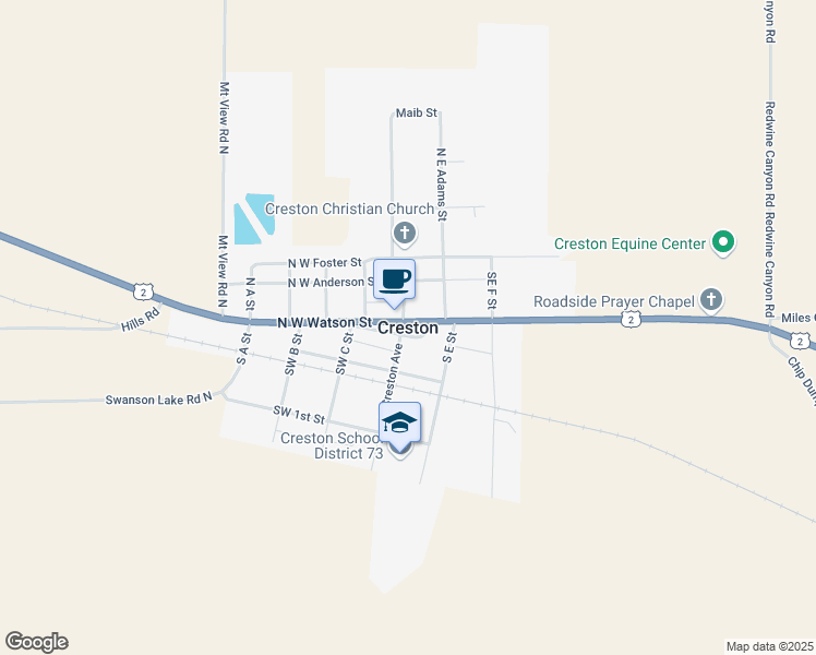 map of restaurants, bars, coffee shops, grocery stores, and more near in Creston