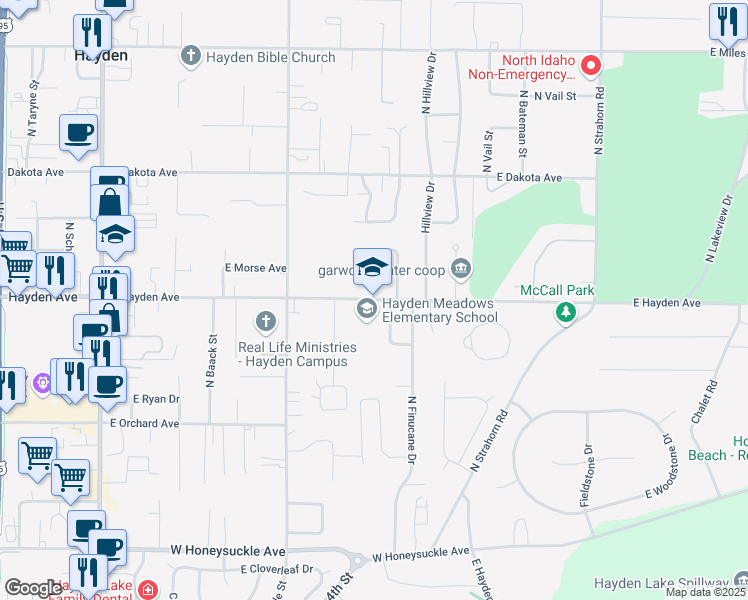 map of restaurants, bars, coffee shops, grocery stores, and more near 900 East Hayden Avenue in Hayden