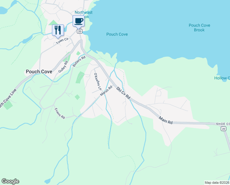 map of restaurants, bars, coffee shops, grocery stores, and more near 19 Marsh Road in Flatrock