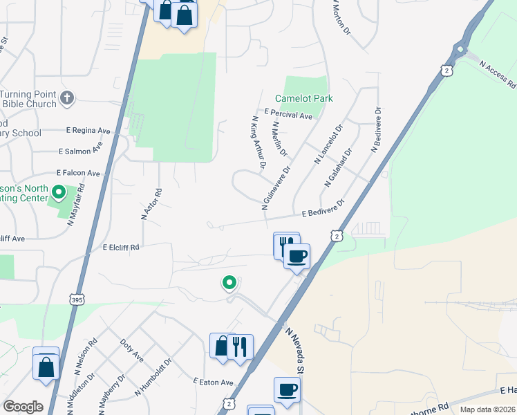 map of restaurants, bars, coffee shops, grocery stores, and more near 603 East Roundtable Circle in Spokane
