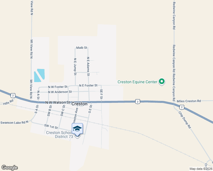 map of restaurants, bars, coffee shops, grocery stores, and more near 345 North E Foster Street in Creston