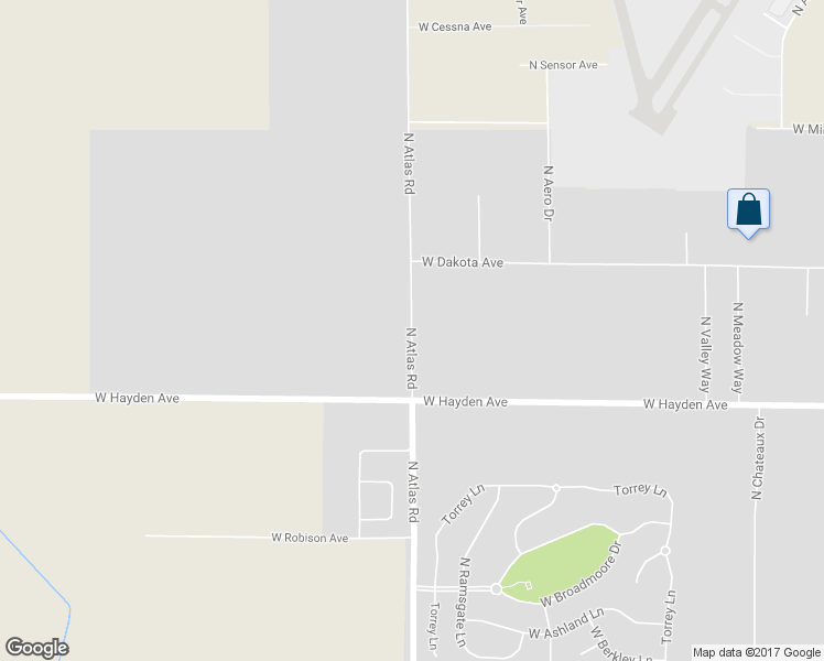 map of restaurants, bars, coffee shops, grocery stores, and more near North Atlas Road in Hayden