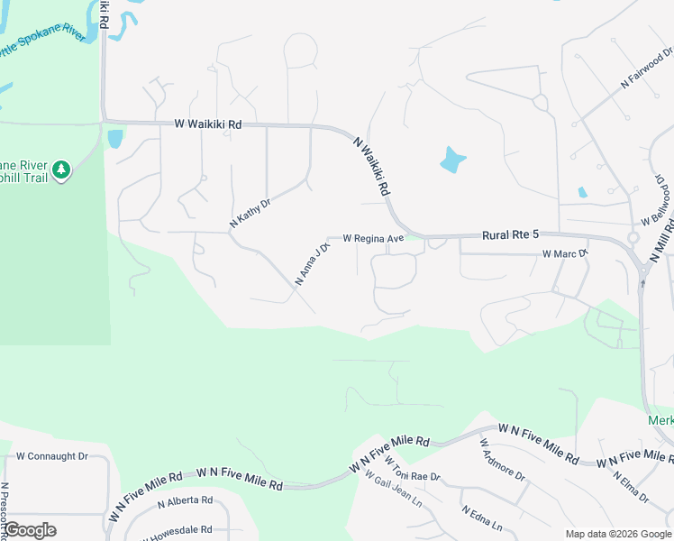 map of restaurants, bars, coffee shops, grocery stores, and more near 11407 North Orchard Lane in Spokane