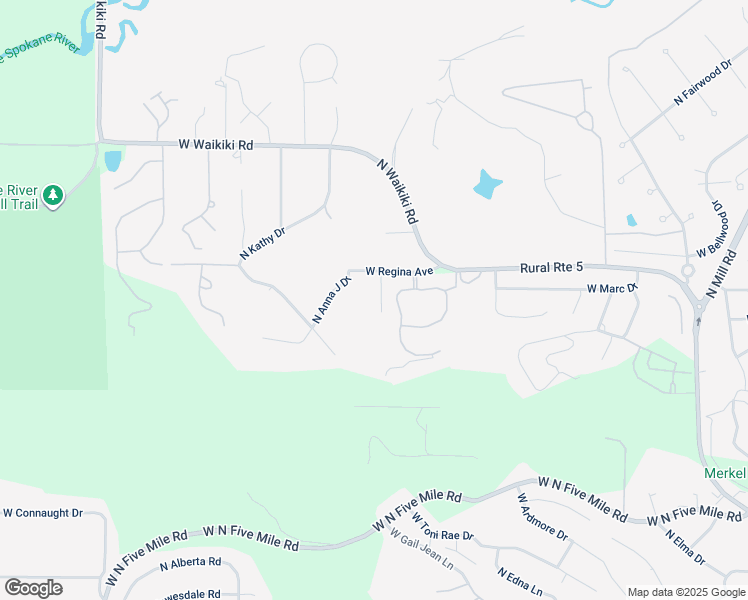 map of restaurants, bars, coffee shops, grocery stores, and more near 11407 North Orchard Lane in Spokane