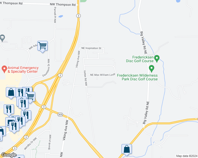 map of restaurants, bars, coffee shops, grocery stores, and more near 21898 Max William Place Northeast in Poulsbo