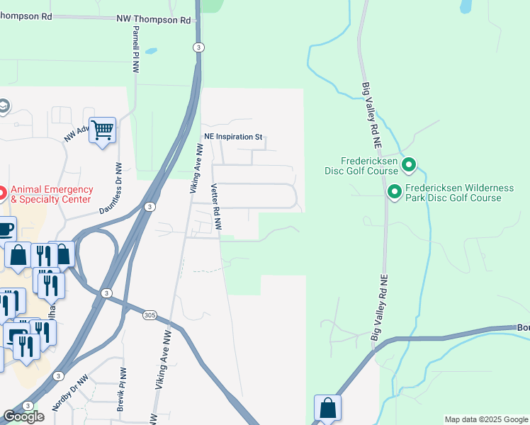 map of restaurants, bars, coffee shops, grocery stores, and more near 193 Northeast Max William Loop in Poulsbo