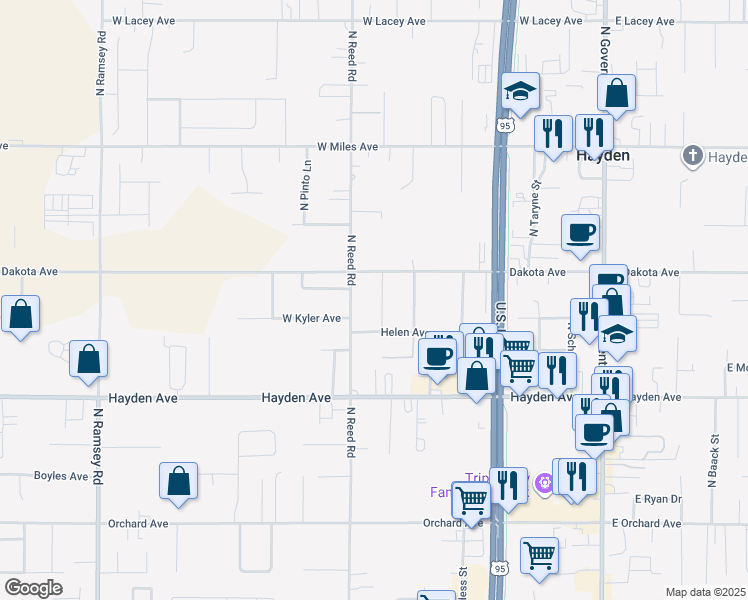 map of restaurants, bars, coffee shops, grocery stores, and more near 9905 North Lookout Drive in Hayden