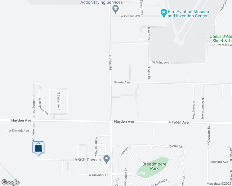 map of restaurants, bars, coffee shops, grocery stores, and more near 9880 North Atlas Road in Hayden