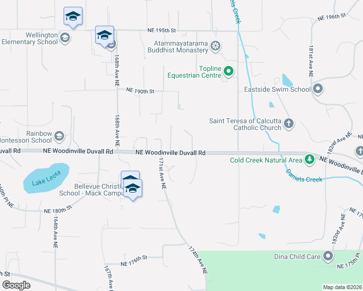 map of restaurants, bars, coffee shops, grocery stores, and more near 17218 Northeast Woodinville Duvall Road in Woodinville