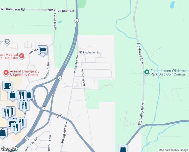 map of restaurants, bars, coffee shops, grocery stores, and more near 21898 Max William Place Northeast in Poulsbo