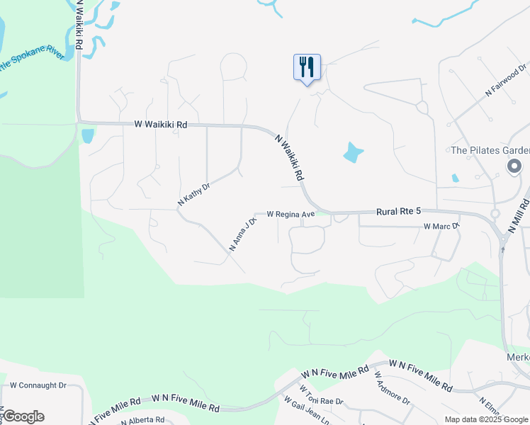 map of restaurants, bars, coffee shops, grocery stores, and more near 11606 North Anna J Drive in Spokane