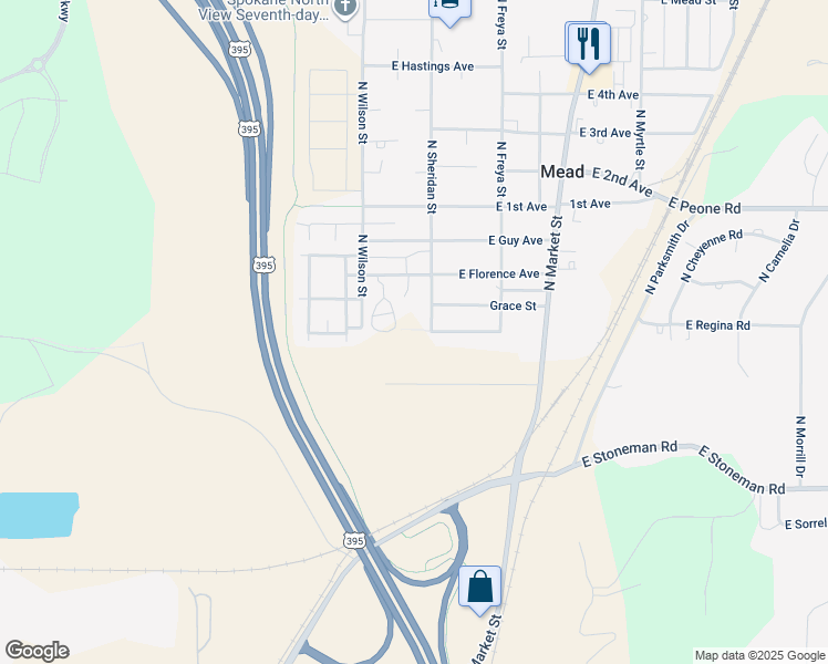 map of restaurants, bars, coffee shops, grocery stores, and more near 11609 North Sheridan Street in Mead