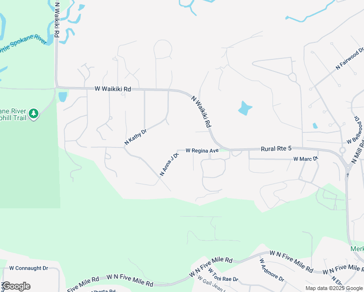 map of restaurants, bars, coffee shops, grocery stores, and more near 2122 West Regina Avenue in Spokane