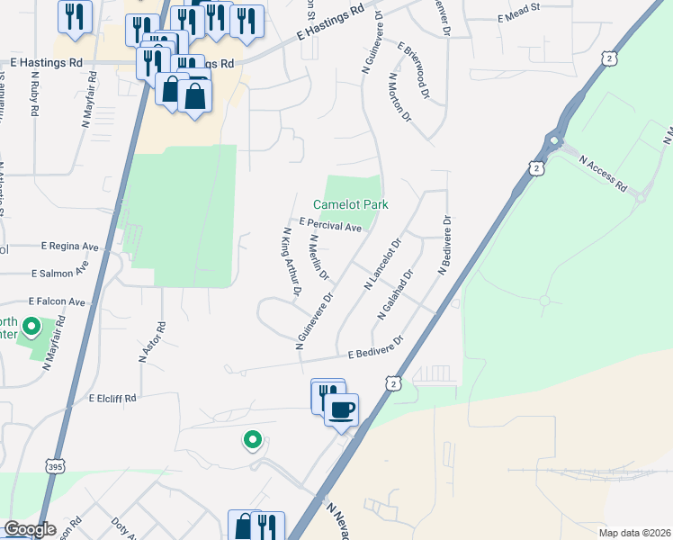 map of restaurants, bars, coffee shops, grocery stores, and more near 910 East Winchester Court in Spokane