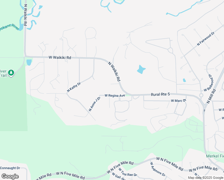 map of restaurants, bars, coffee shops, grocery stores, and more near 11703 North Waikiki Road in Spokane