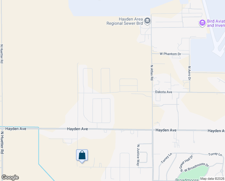 map of restaurants, bars, coffee shops, grocery stores, and more near 10034 North Atlas Road in Hayden