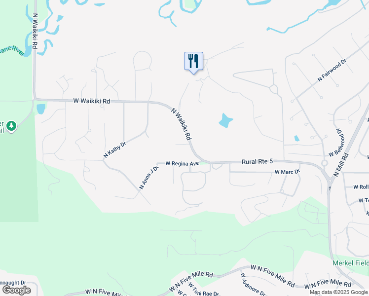 map of restaurants, bars, coffee shops, grocery stores, and more near 11703 N Waikiki Rd in Spokane