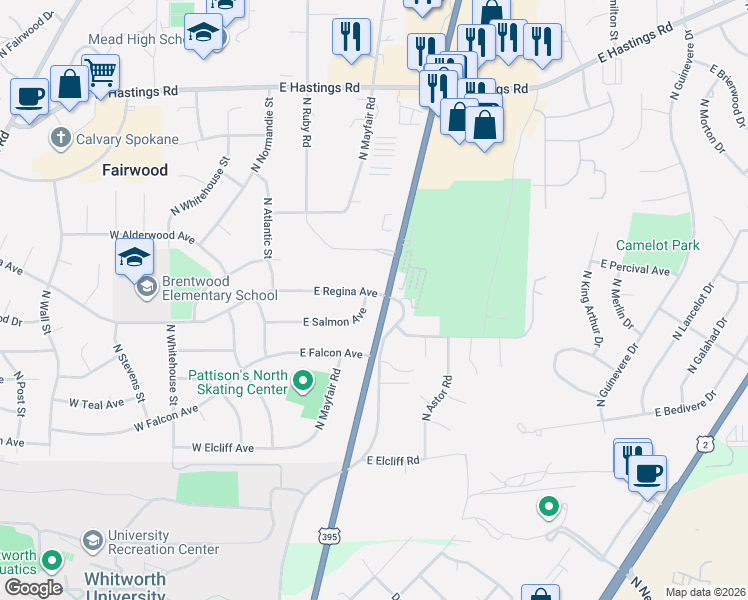 map of restaurants, bars, coffee shops, grocery stores, and more near 126 East Salmon Avenue in Spokane
