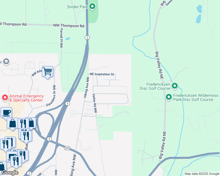 map of restaurants, bars, coffee shops, grocery stores, and more near 400 Northeast Ohenry Court in Poulsbo