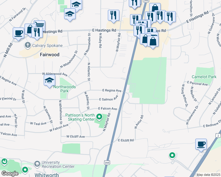 map of restaurants, bars, coffee shops, grocery stores, and more near 119 East Salmon Avenue in Spokane