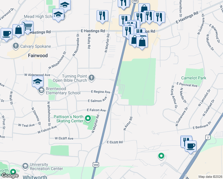 map of restaurants, bars, coffee shops, grocery stores, and more near 126 East Salmon Avenue in Spokane