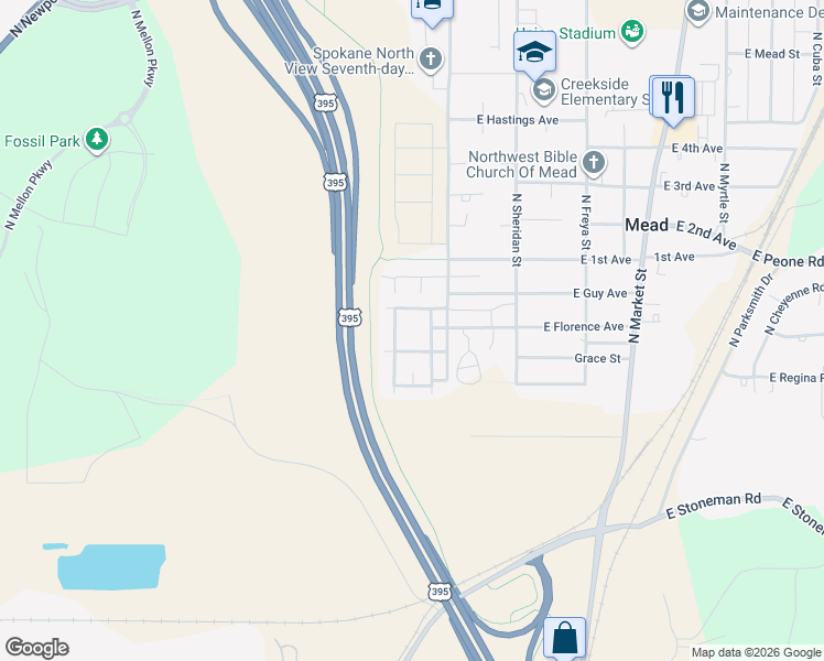 map of restaurants, bars, coffee shops, grocery stores, and more near a30 North Highland Street in Mead