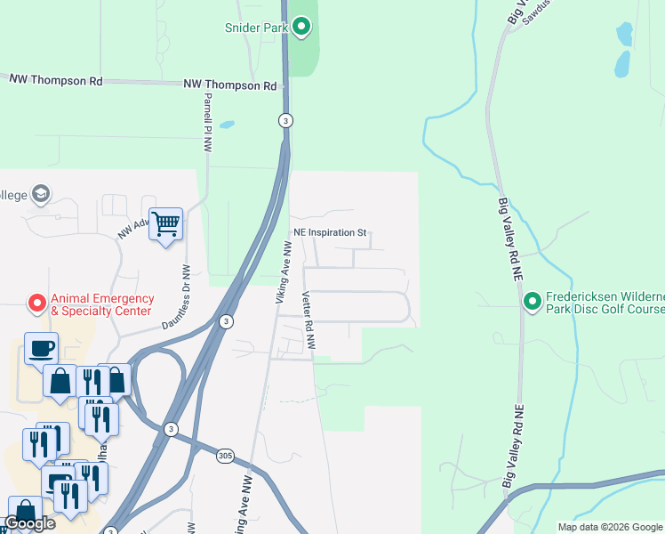 map of restaurants, bars, coffee shops, grocery stores, and more near 427 Northeast Max William Loop in Poulsbo