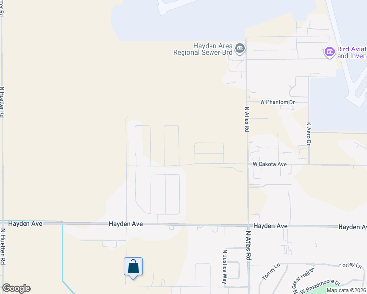map of restaurants, bars, coffee shops, grocery stores, and more near North Atlas Road in Hayden