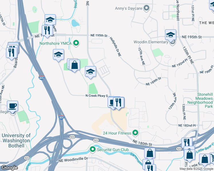 map of restaurants, bars, coffee shops, grocery stores, and more near 18800 120th Avenue Northeast in Bothell