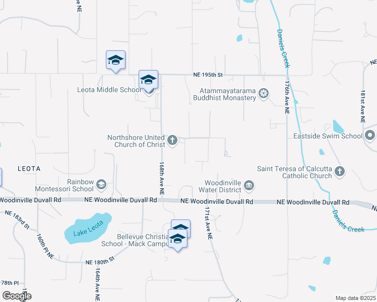 map of restaurants, bars, coffee shops, grocery stores, and more near 18804 170th Place Northeast in Woodinville