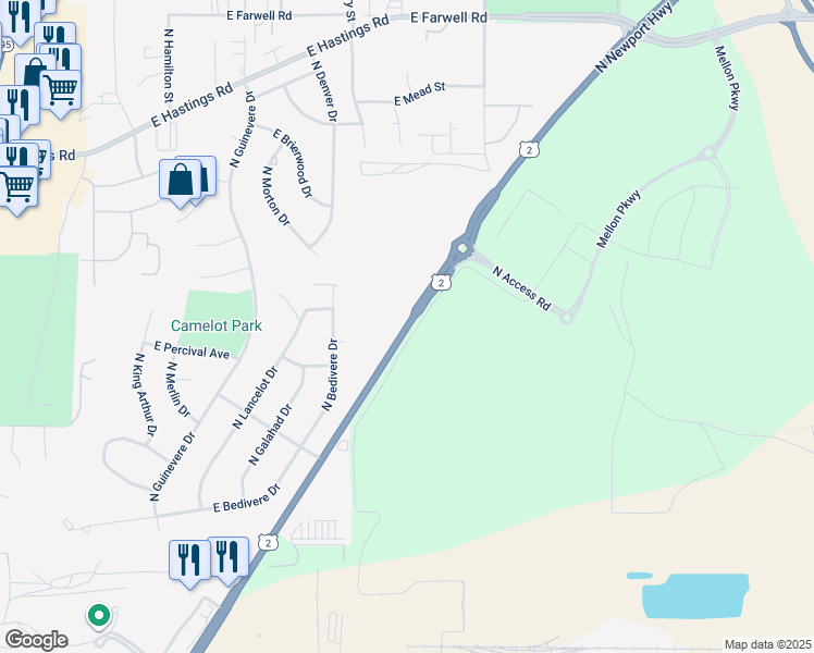 map of restaurants, bars, coffee shops, grocery stores, and more near 12201 North Newport Highway in Spokane
