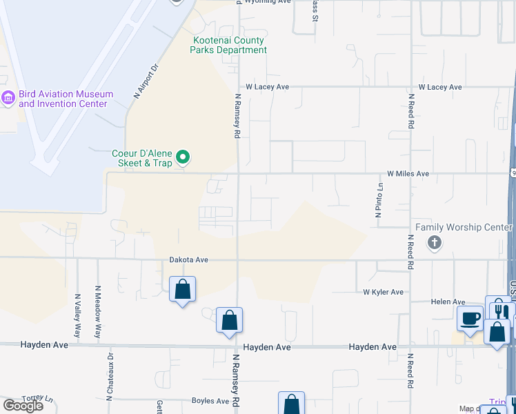 map of restaurants, bars, coffee shops, grocery stores, and more near 10254 North Zenith Street in Hayden