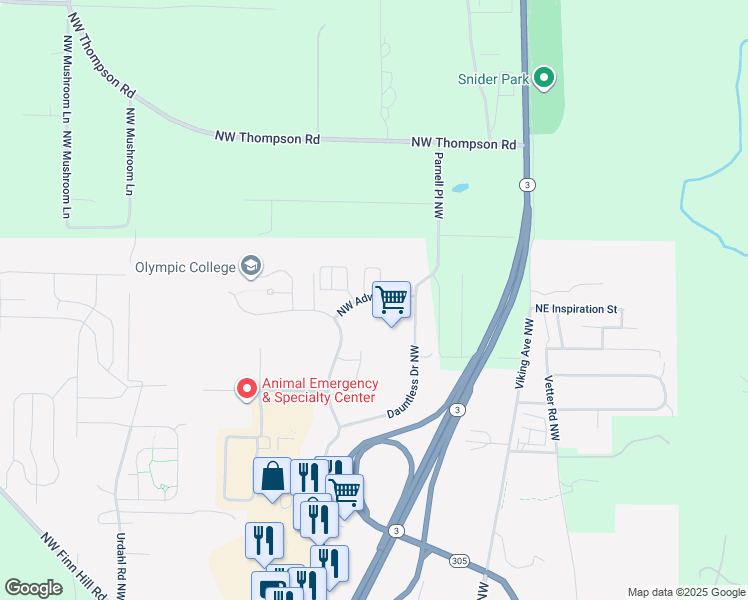 map of restaurants, bars, coffee shops, grocery stores, and more near in Poulsbo
