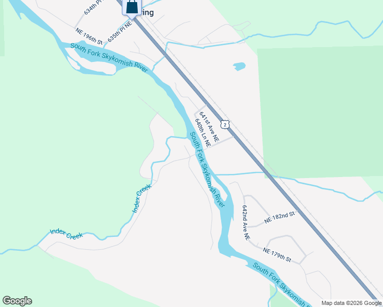 map of restaurants, bars, coffee shops, grocery stores, and more near 63912 Northeast Index Creek Road in Baring