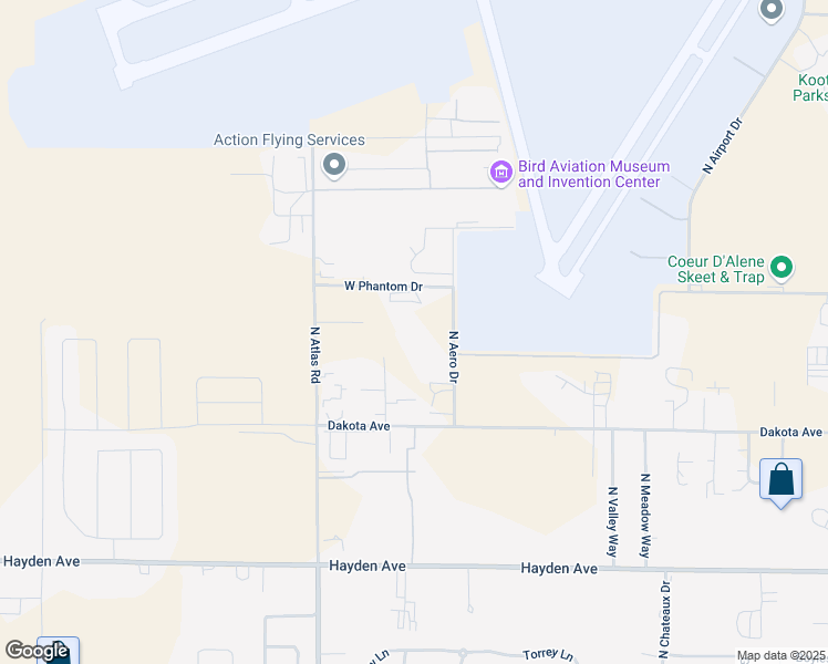 map of restaurants, bars, coffee shops, grocery stores, and more near 10300 North Aero Drive in Hayden