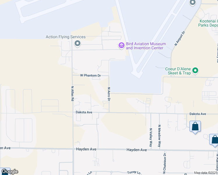map of restaurants, bars, coffee shops, grocery stores, and more near 10300 North Aero Drive in Hayden