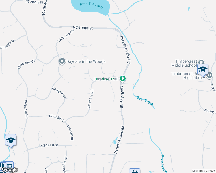 map of restaurants, bars, coffee shops, grocery stores, and more near 18943 203rd Avenue Northeast in Woodinville