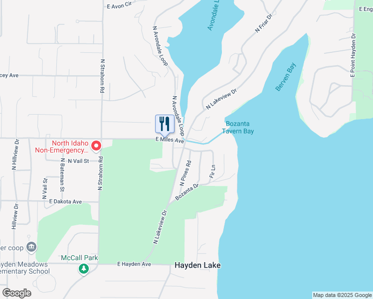 map of restaurants, bars, coffee shops, grocery stores, and more near 10392 North Morris Road in Hayden