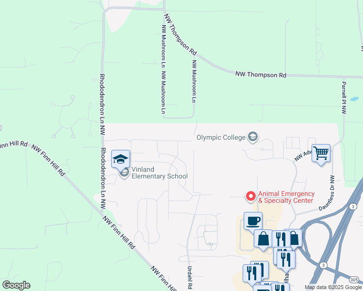 map of restaurants, bars, coffee shops, grocery stores, and more near 1796 Ashby Avenue NW in Poulsbo