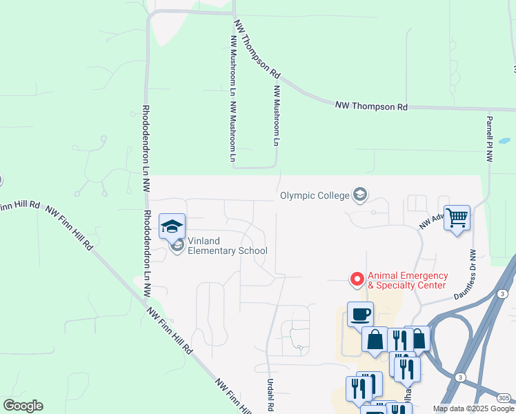 map of restaurants, bars, coffee shops, grocery stores, and more near 1796 Ashby Avenue NW in Poulsbo