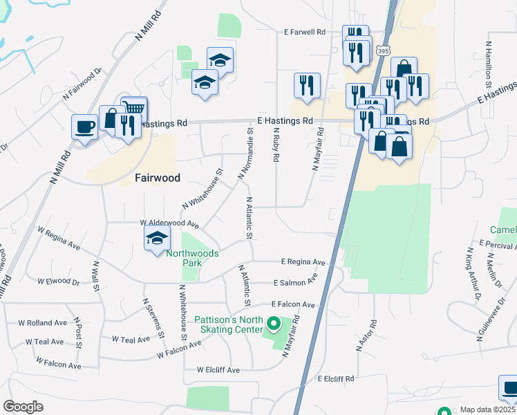 map of restaurants, bars, coffee shops, grocery stores, and more near 11903 North Ruby Road in Spokane