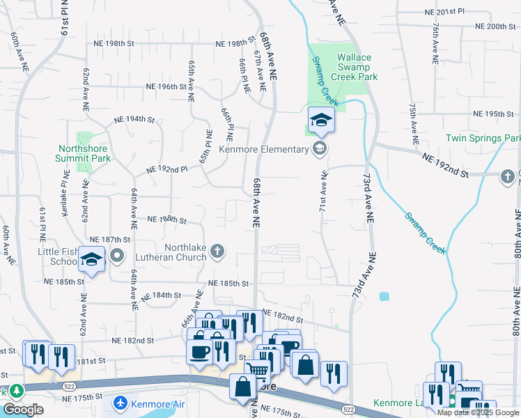 map of restaurants, bars, coffee shops, grocery stores, and more near in Kenmore