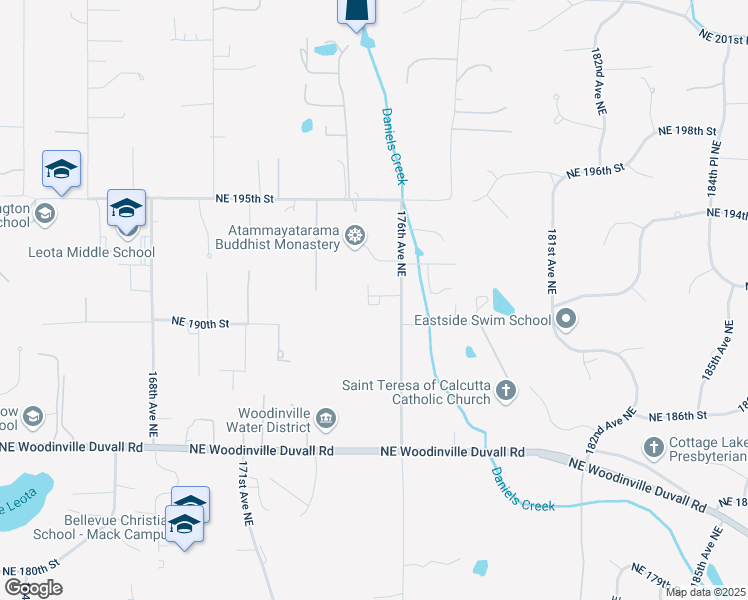map of restaurants, bars, coffee shops, grocery stores, and more near 19011 176th Avenue Northeast in Woodinville