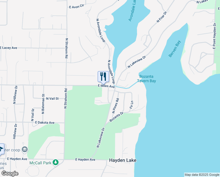 map of restaurants, bars, coffee shops, grocery stores, and more near 10392 North Morris Road in Hayden