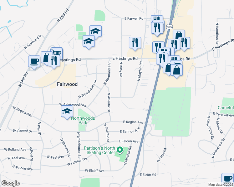 map of restaurants, bars, coffee shops, grocery stores, and more near 11903 North Ruby Road in Spokane