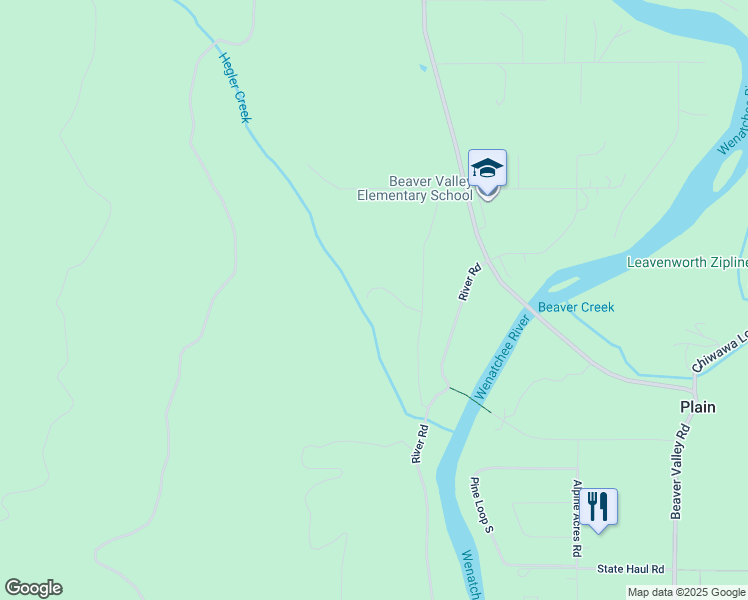 map of restaurants, bars, coffee shops, grocery stores, and more near 19160 Westside Drive in Leavenworth