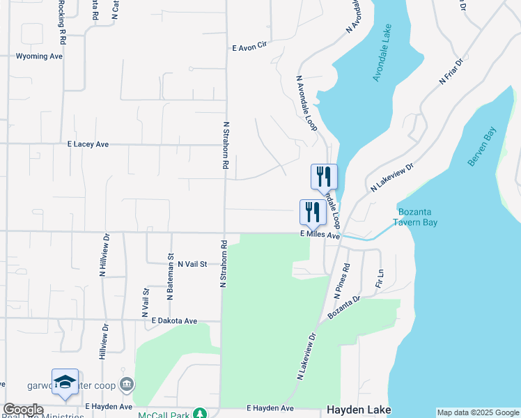 map of restaurants, bars, coffee shops, grocery stores, and more near 1757 East Bruce Road in Hayden
