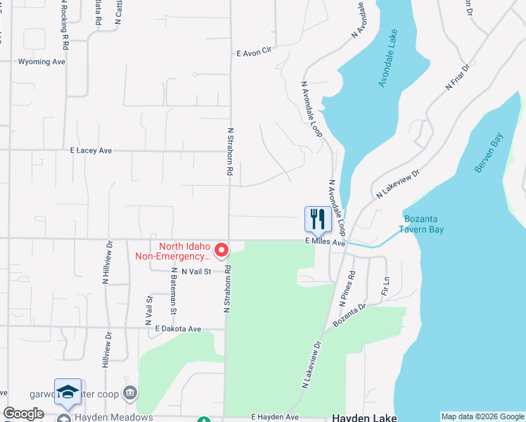 map of restaurants, bars, coffee shops, grocery stores, and more near 1757 East Bruce Road in Hayden